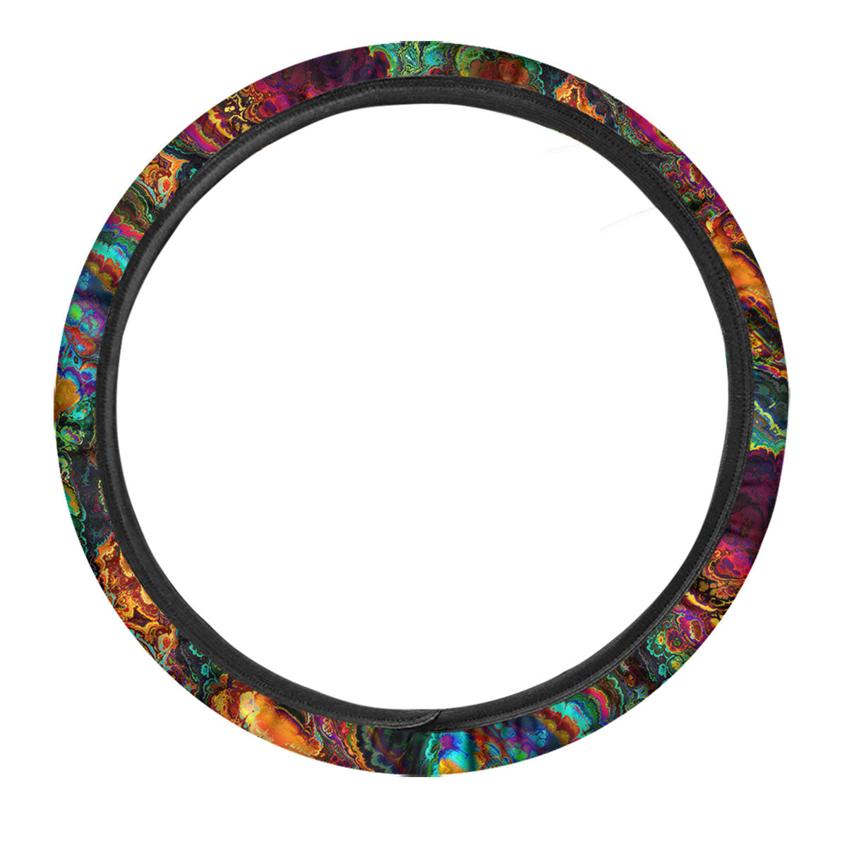 Fractal Psychedelic Print Pattern Car Steering Wheel Cover-grizzshop