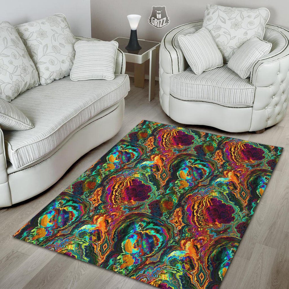 Fractal Psychedelic Print Pattern Floor Mat-grizzshop