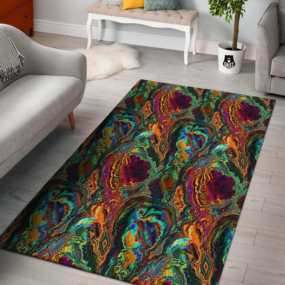 Fractal Psychedelic Print Pattern Floor Mat-grizzshop