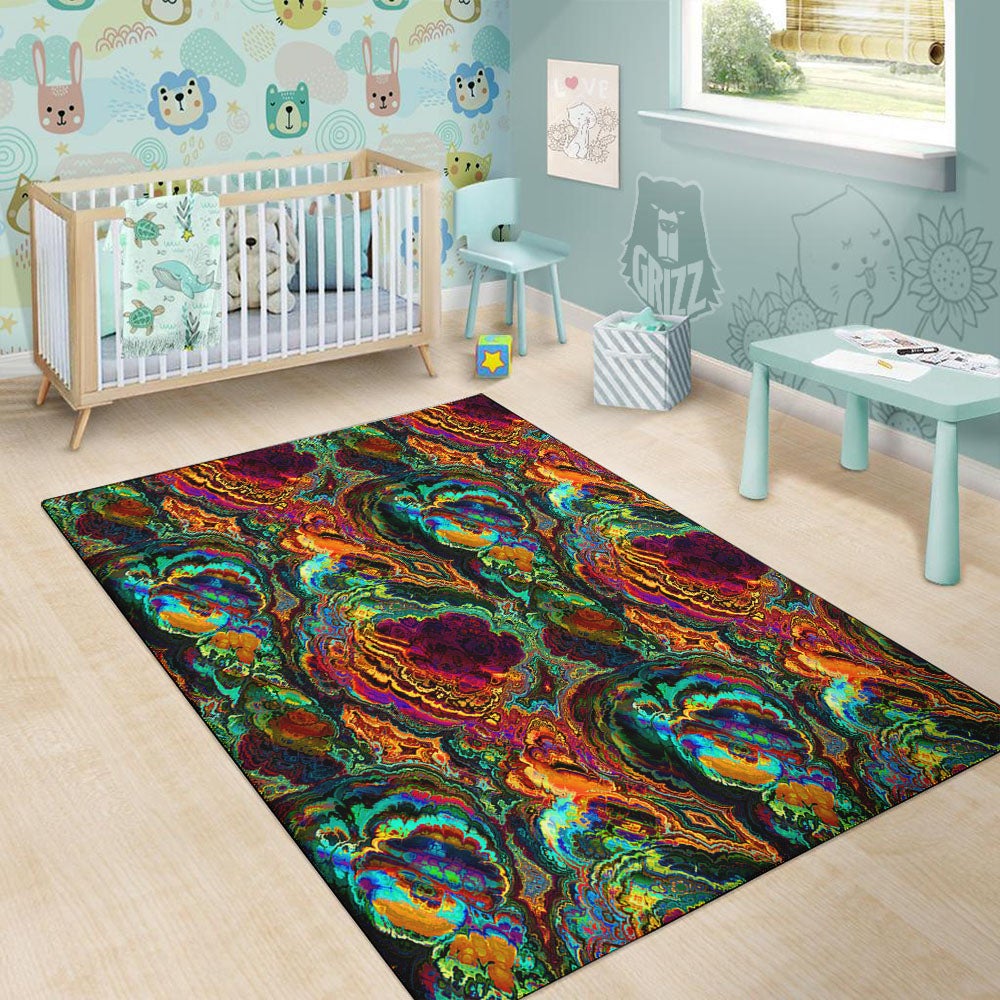 Fractal Psychedelic Print Pattern Floor Mat-grizzshop