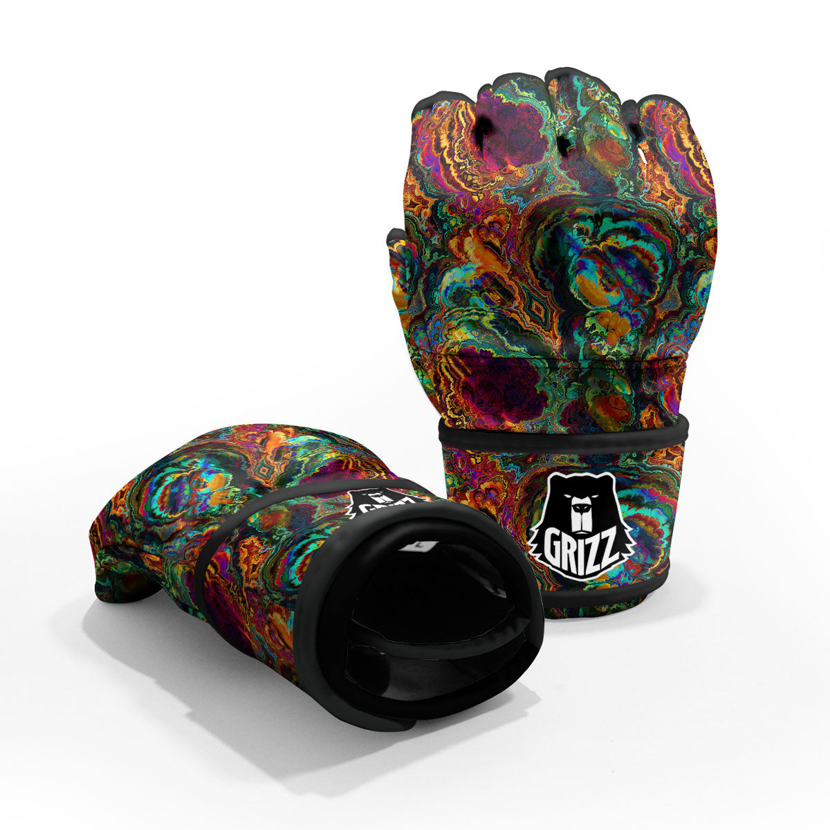 Fractal Psychedelic Print Pattern MMA Gloves-grizzshop