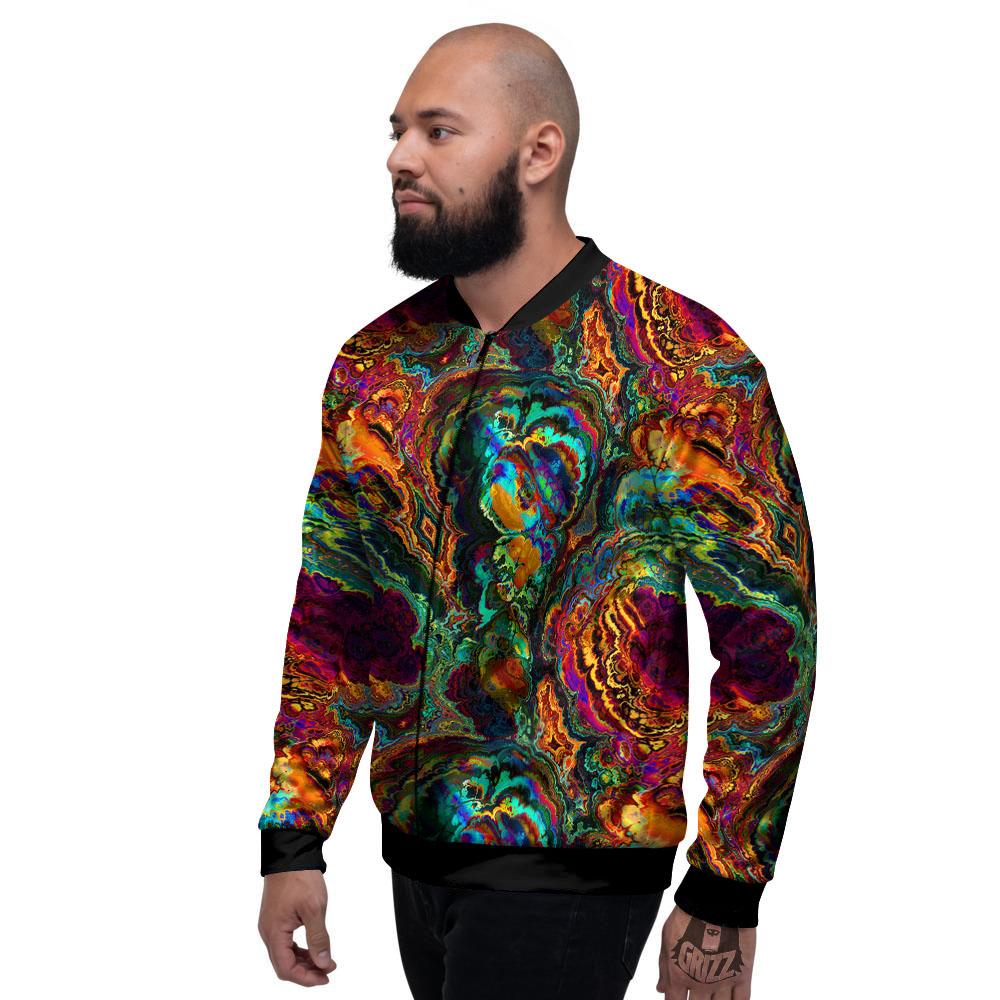 Fractal Psychedelic Print Pattern Men's Bomber Jacket-grizzshop