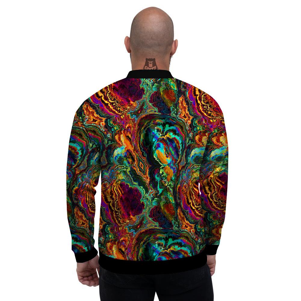 Fractal Psychedelic Print Pattern Men's Bomber Jacket-grizzshop