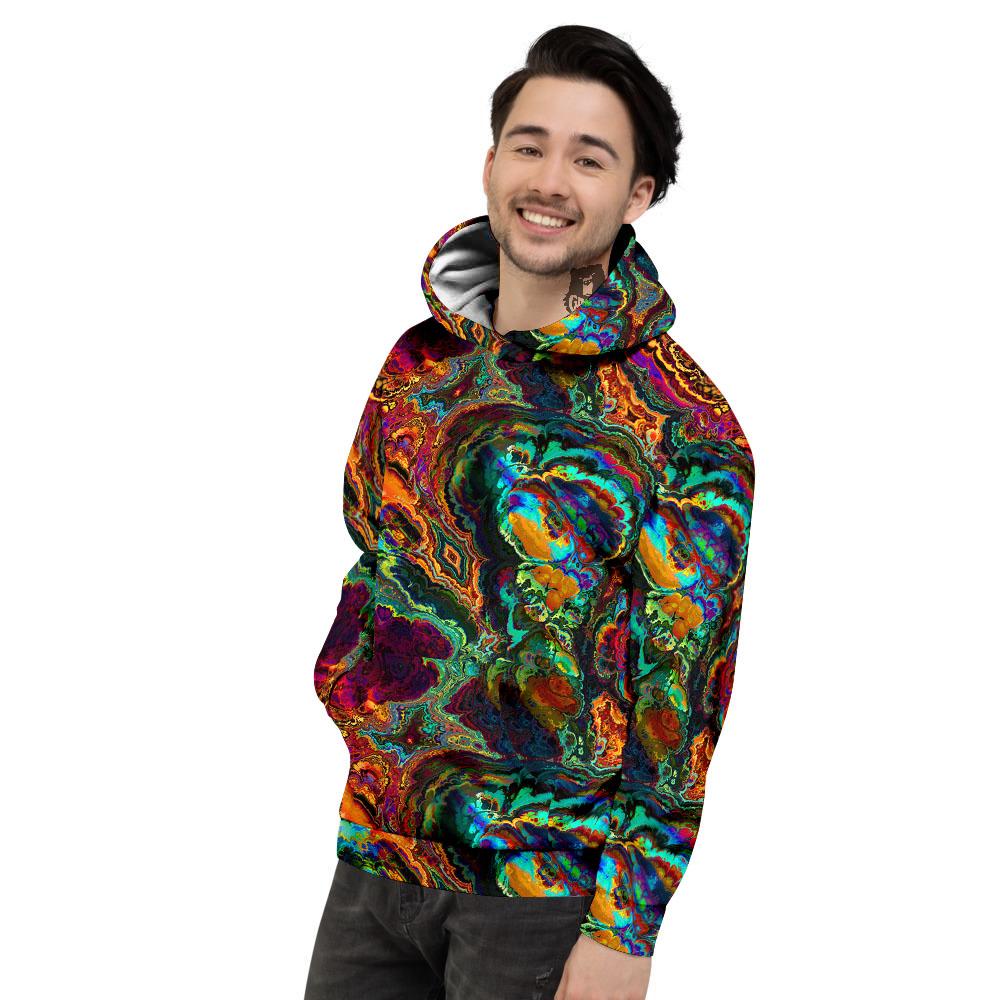 Fractal Psychedelic Print Pattern Men's Hoodie-grizzshop