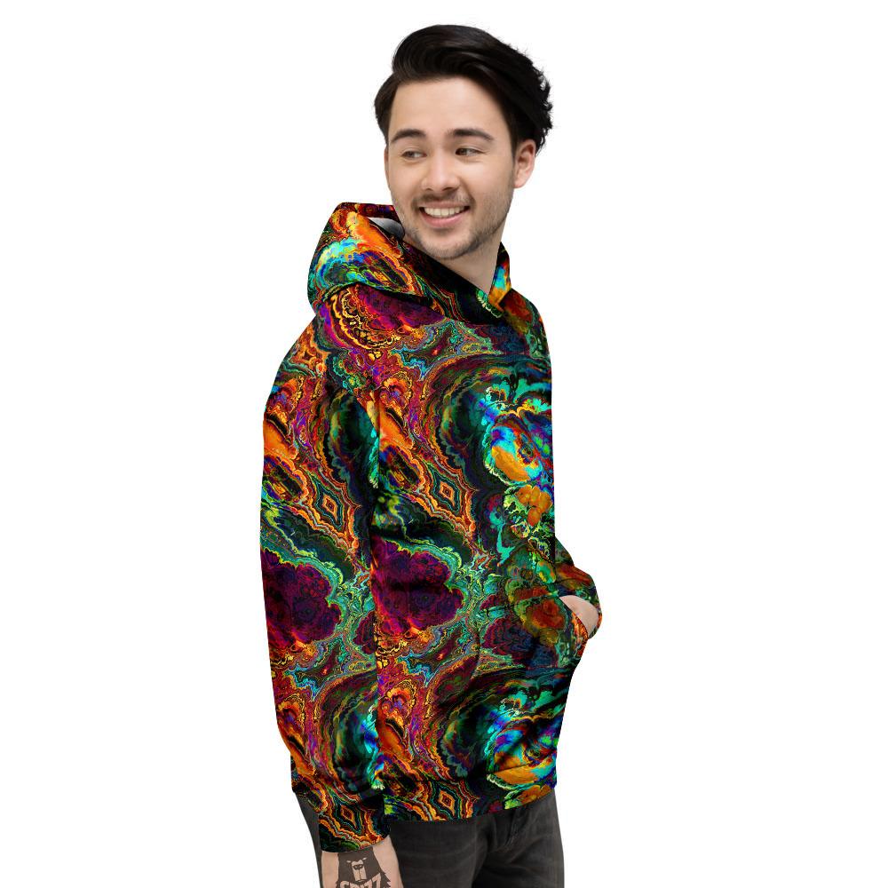 Fractal Psychedelic Print Pattern Men's Hoodie-grizzshop