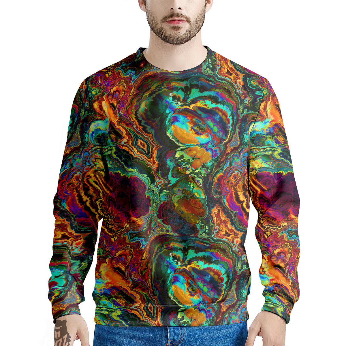 Fractal Psychedelic Print Pattern Men's Sweatshirt-grizzshop