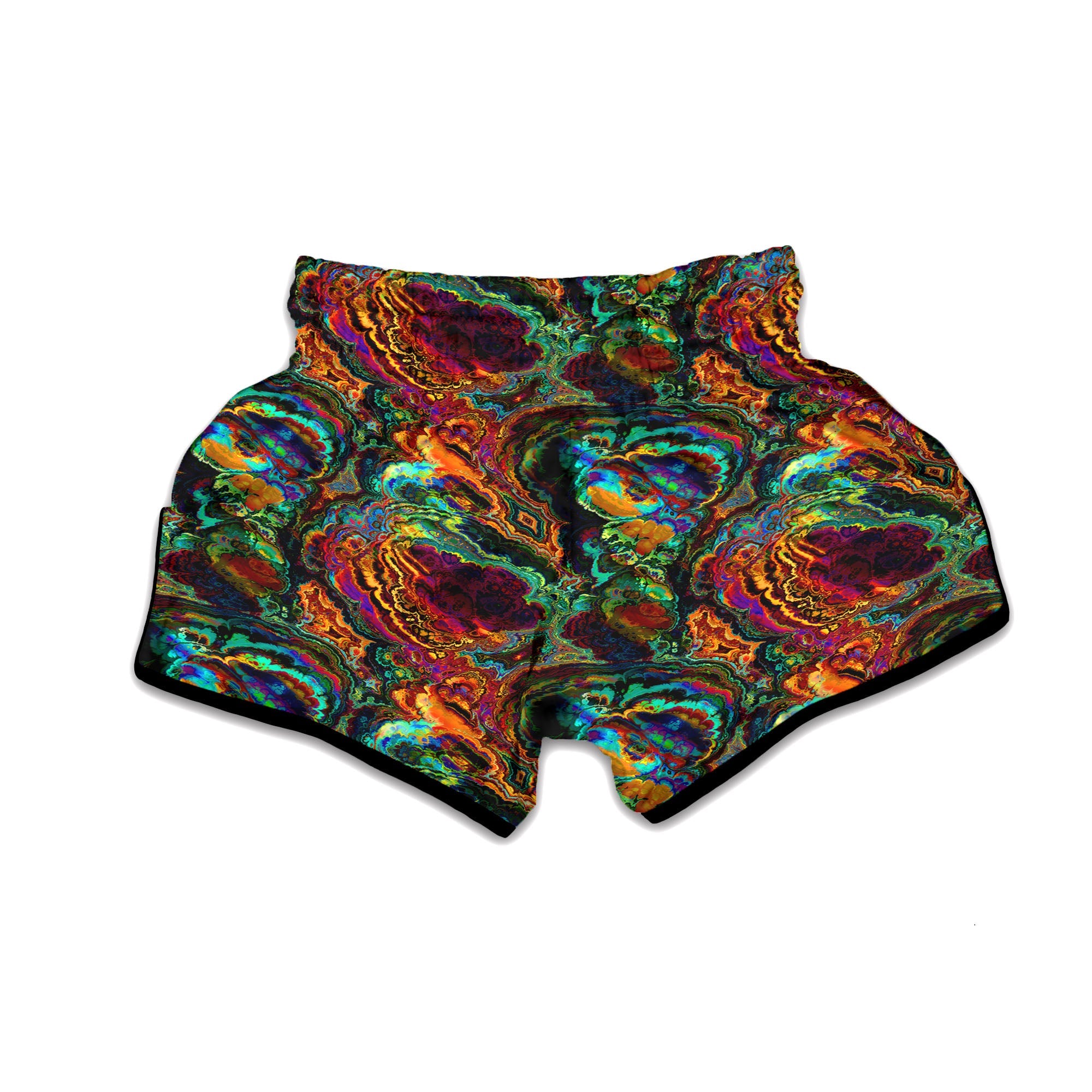 Fractal Psychedelic Print Pattern Muay Thai Boxing Shorts-grizzshop