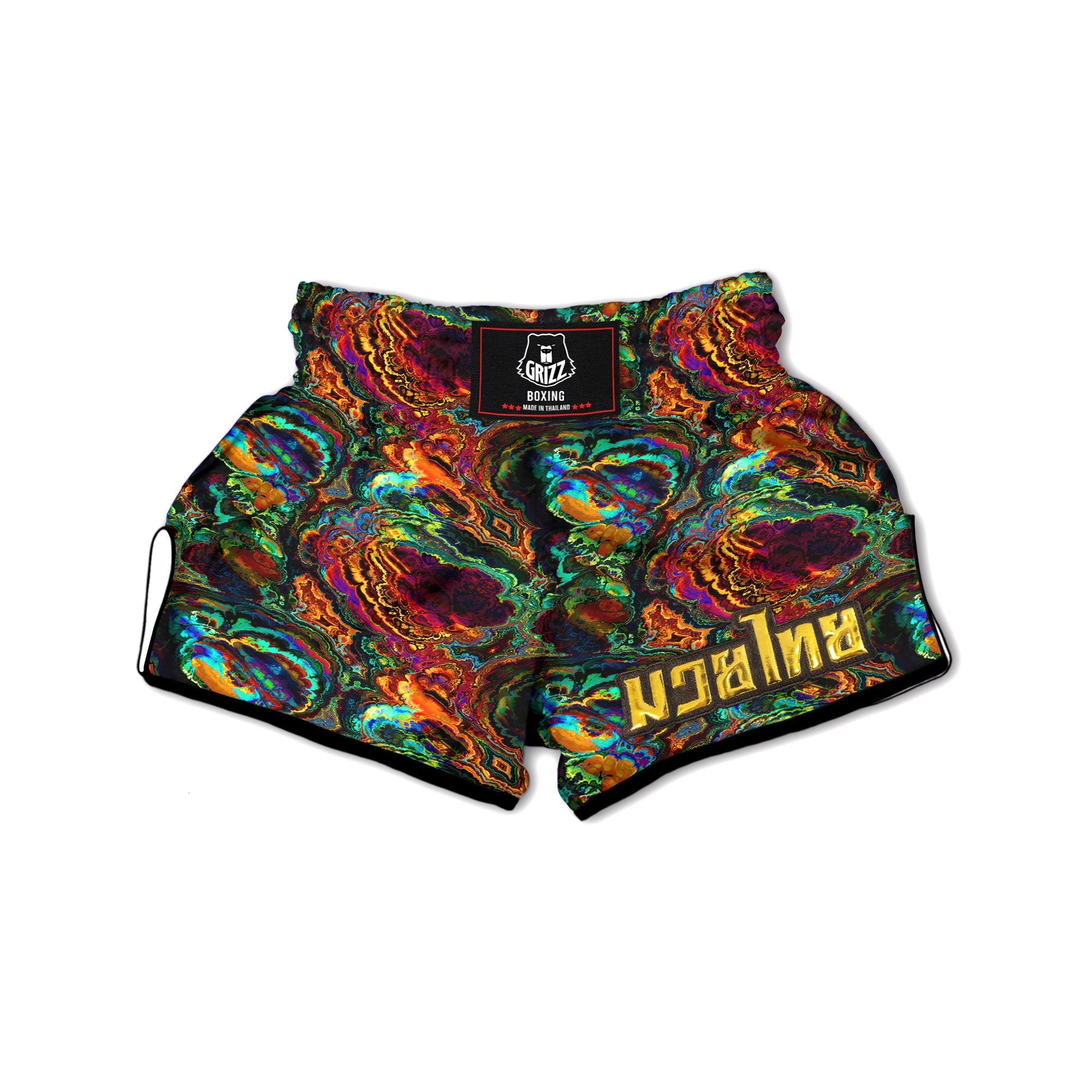 Fractal Psychedelic Print Pattern Muay Thai Boxing Shorts-grizzshop