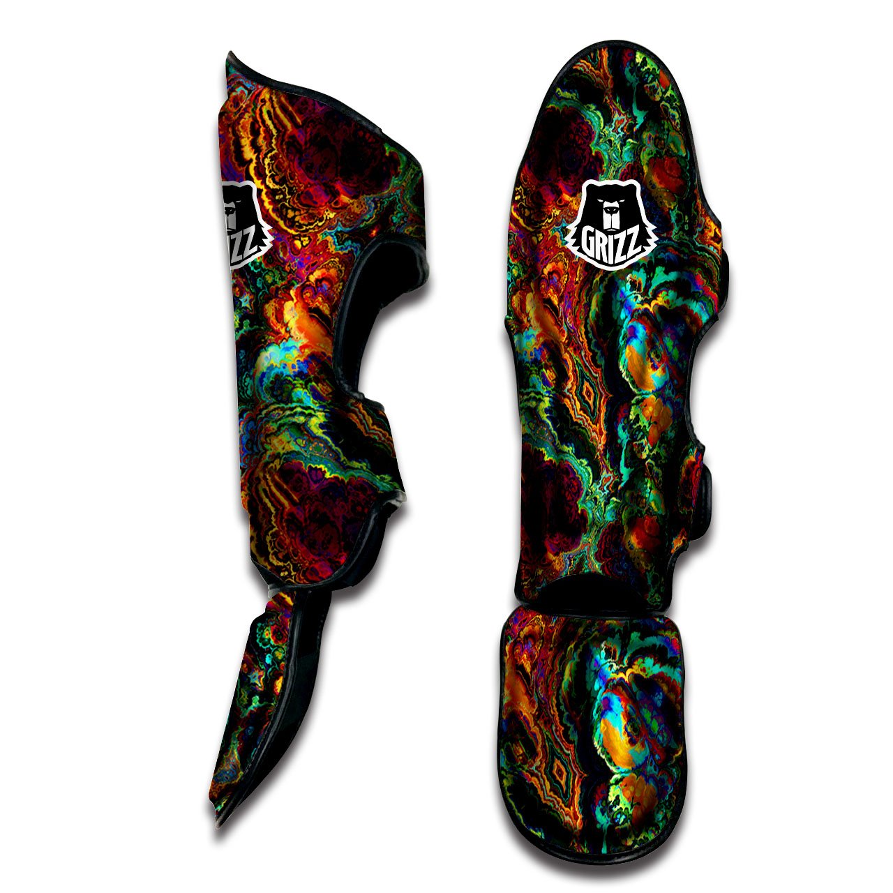 Fractal Psychedelic Print Pattern Muay Thai Shin Guards-grizzshop