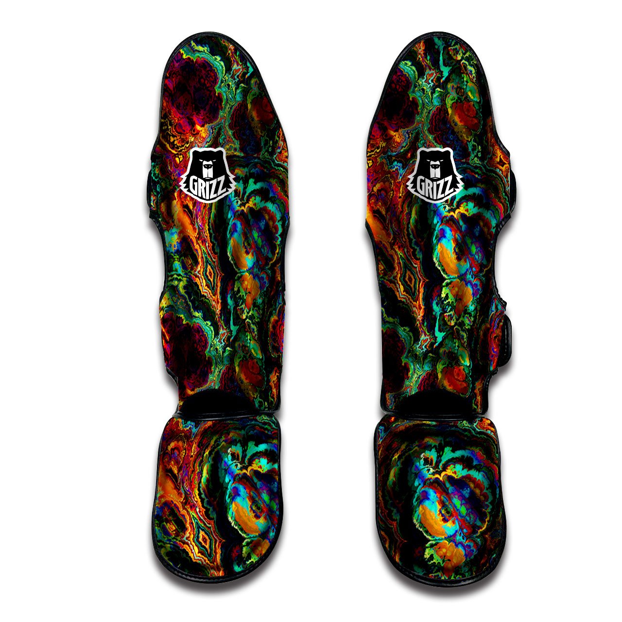 Fractal Psychedelic Print Pattern Muay Thai Shin Guards-grizzshop