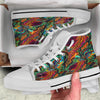 Fractal Psychedelic Print Pattern White High Top Shoes-grizzshop