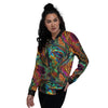 Fractal Psychedelic Print Pattern Women's Bomber Jacket-grizzshop