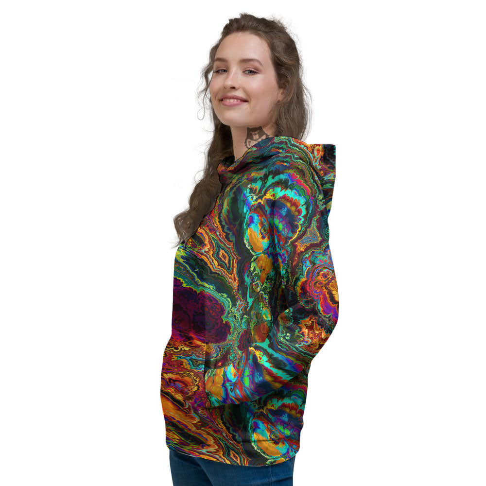 Fractal Psychedelic Print Pattern Women's Hoodie-grizzshop