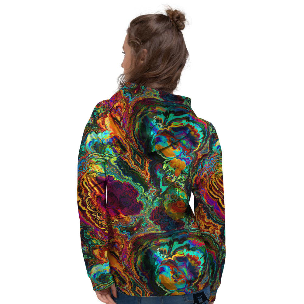 Fractal Psychedelic Print Pattern Women's Hoodie-grizzshop