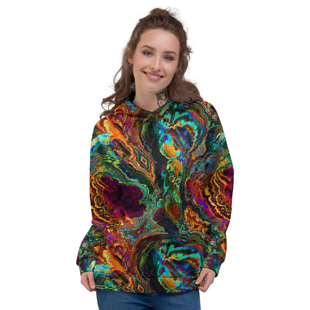 Fractal Psychedelic Print Pattern Women's Hoodie-grizzshop