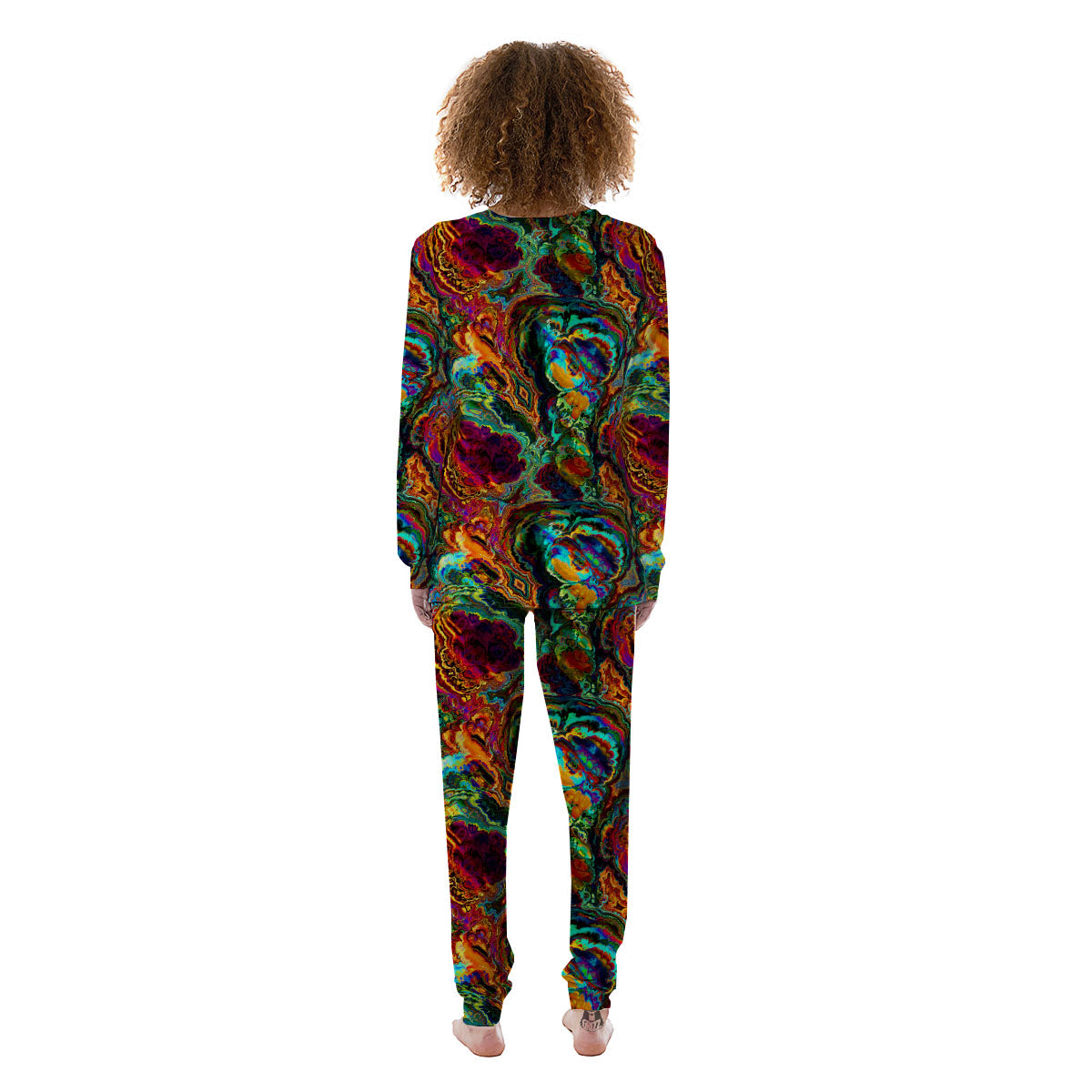 Fractal Psychedelic Print Pattern Women's Pajamas-grizzshop