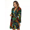 Fractal Psychedelic Print Pattern Women's Robe-grizzshop