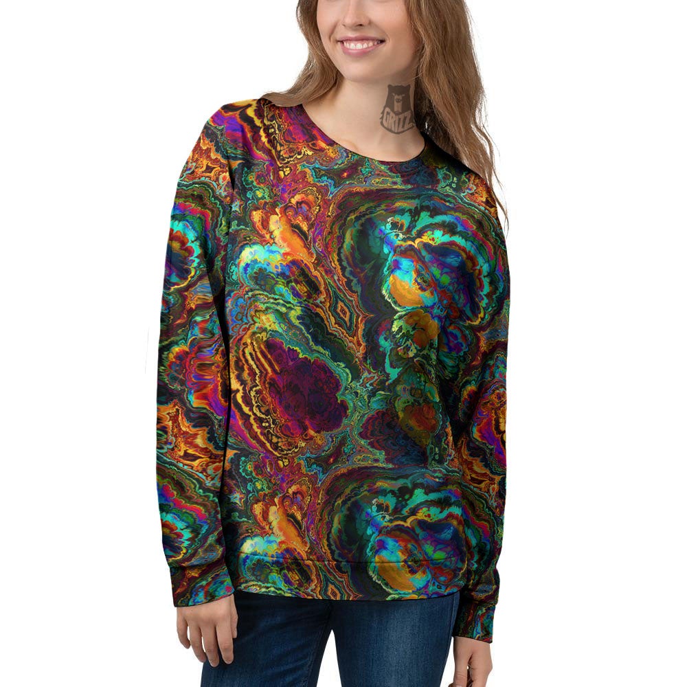 Fractal Psychedelic Print Pattern Women's Sweatshirt-grizzshop