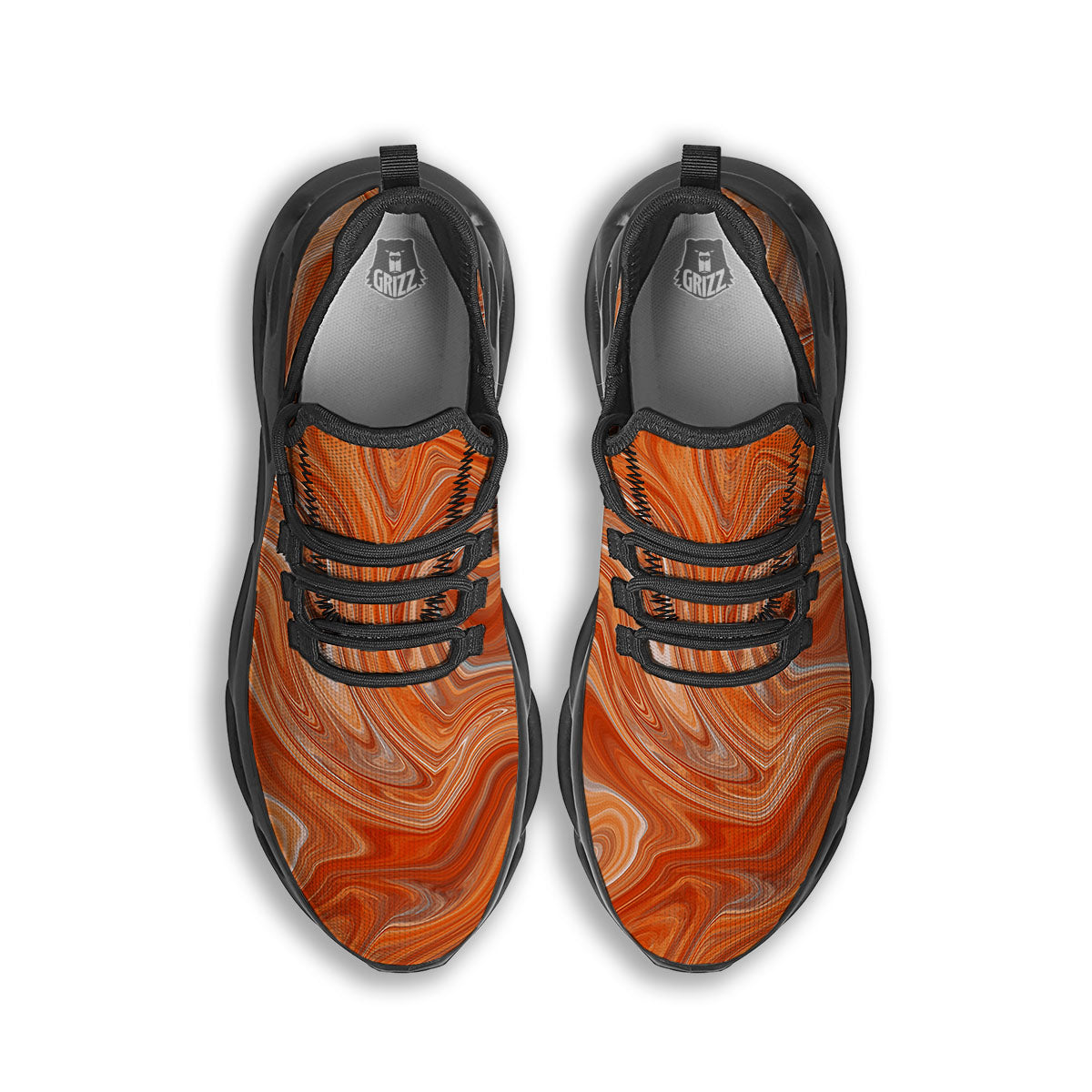 Fractal Psychedelic Trippy Print Black Running Shoes-grizzshop