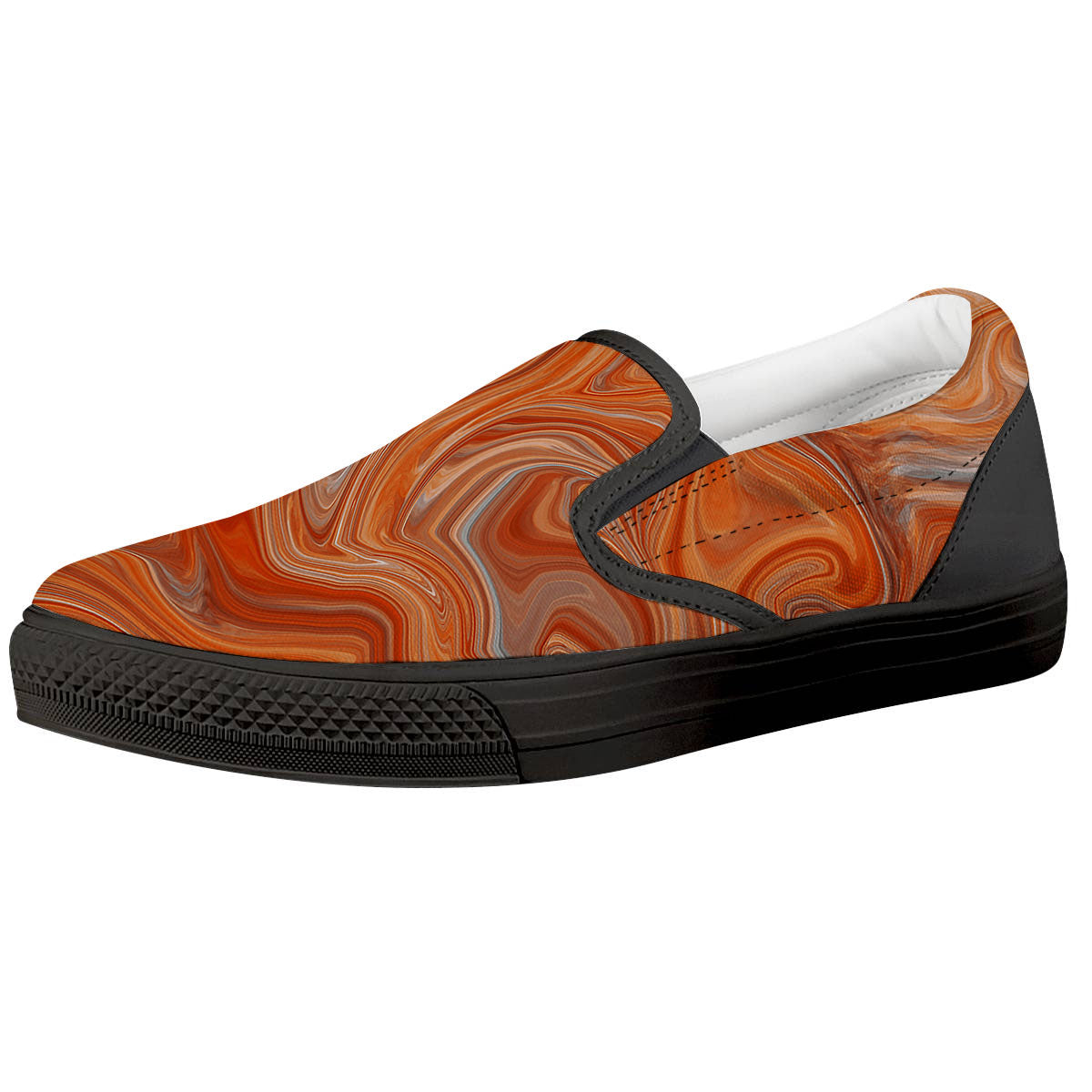 Fractal Psychedelic Trippy Print Black Slip On Shoes-grizzshop