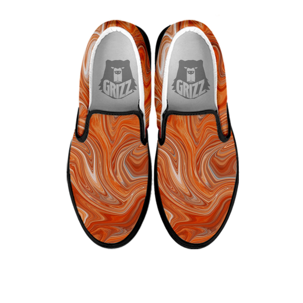 Fractal Psychedelic Trippy Print Black Slip On Shoes-grizzshop