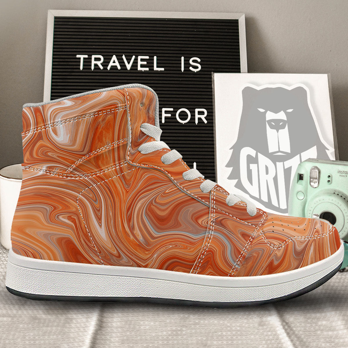Fractal Psychedelic Trippy Print High Top Sneakers-grizzshop