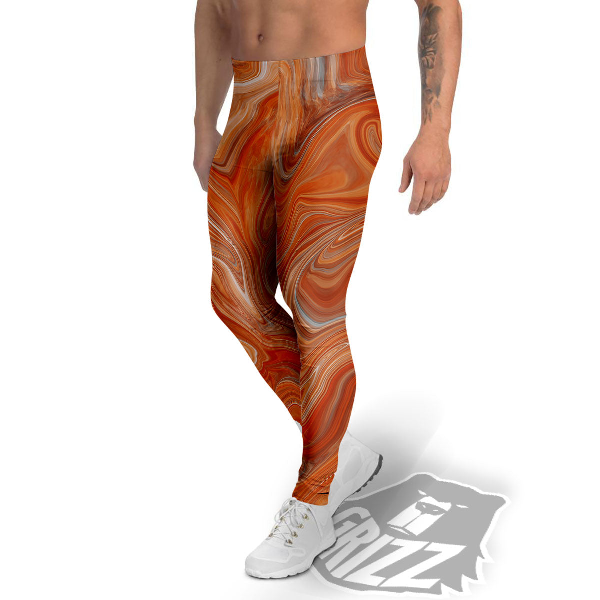 Fractal Psychedelic Trippy Print Men's Leggings-grizzshop