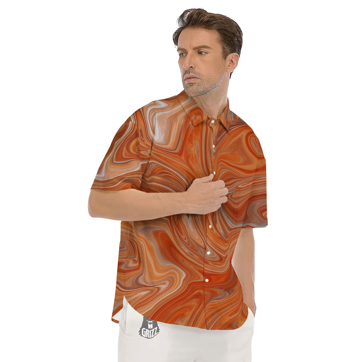 Fractal Psychedelic Trippy Print Men's Short Sleeve Shirts-grizzshop