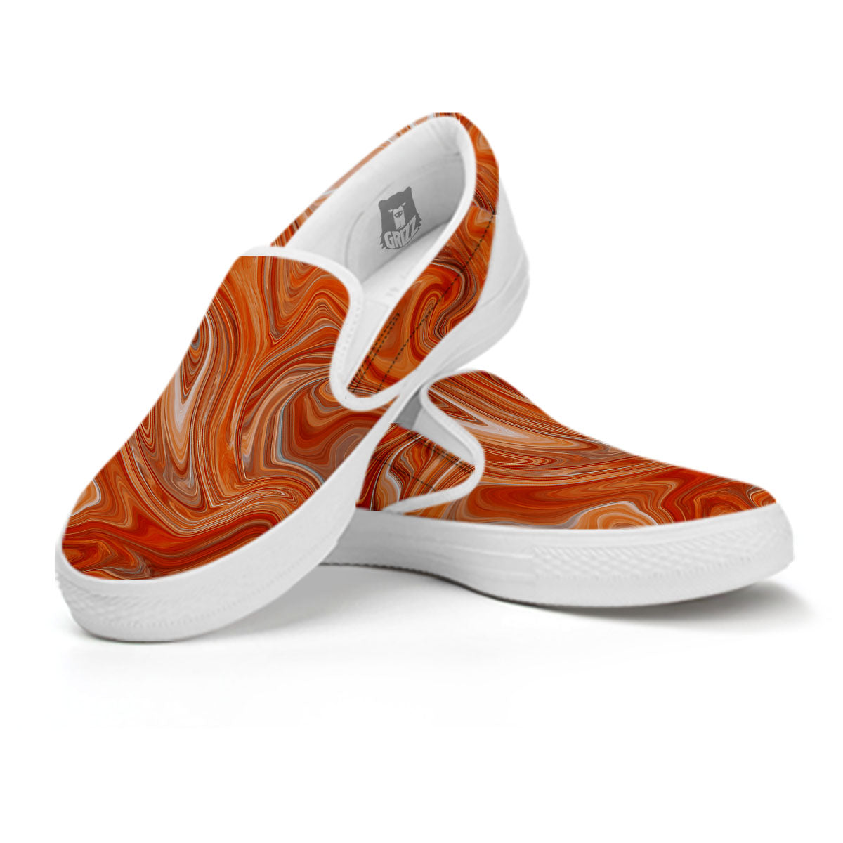 Fractal Psychedelic Trippy Print White Slip On Shoes-grizzshop