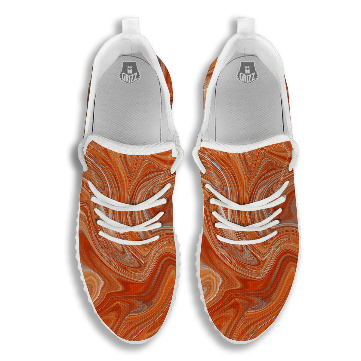 Fractal Psychedelic Trippy Print White Walking Shoes-grizzshop