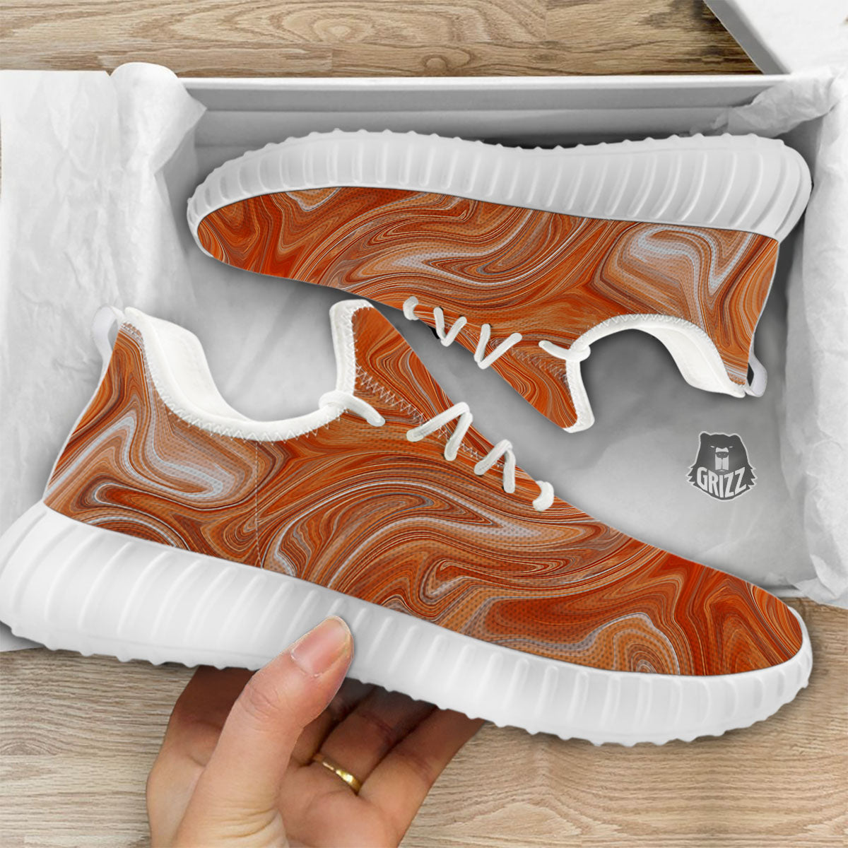 Fractal Psychedelic Trippy Print White Walking Shoes-grizzshop