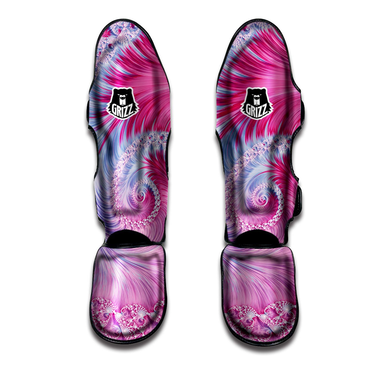 Fractal Spiral Print Muay Thai Shin Guards-grizzshop