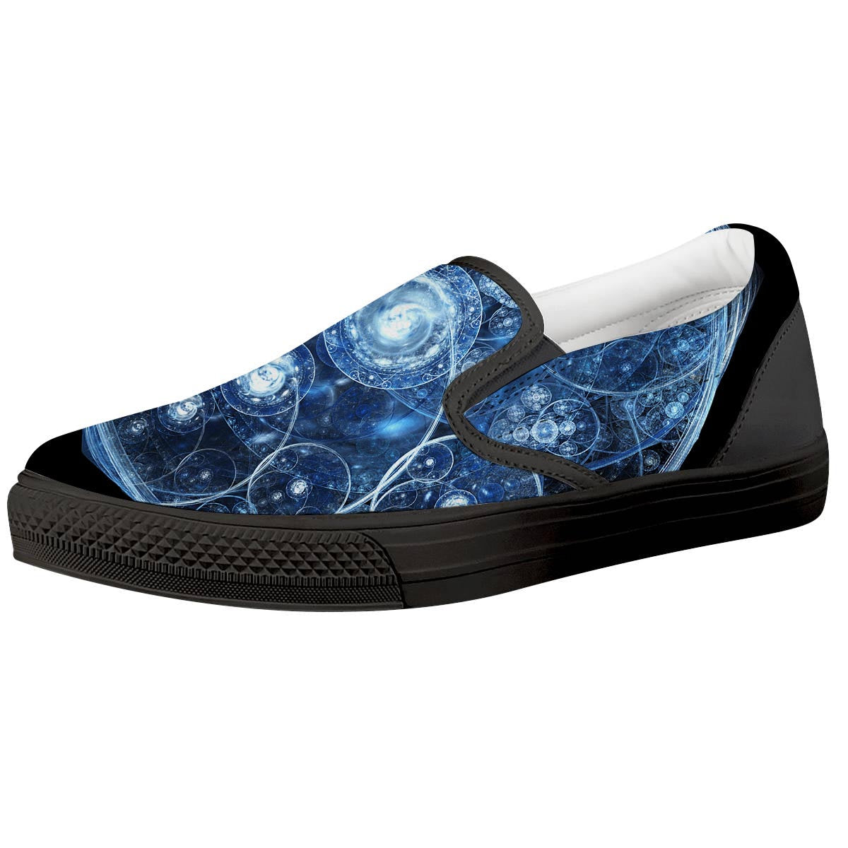 Fractal Steampunk Print Black Slip On Shoes-grizzshop