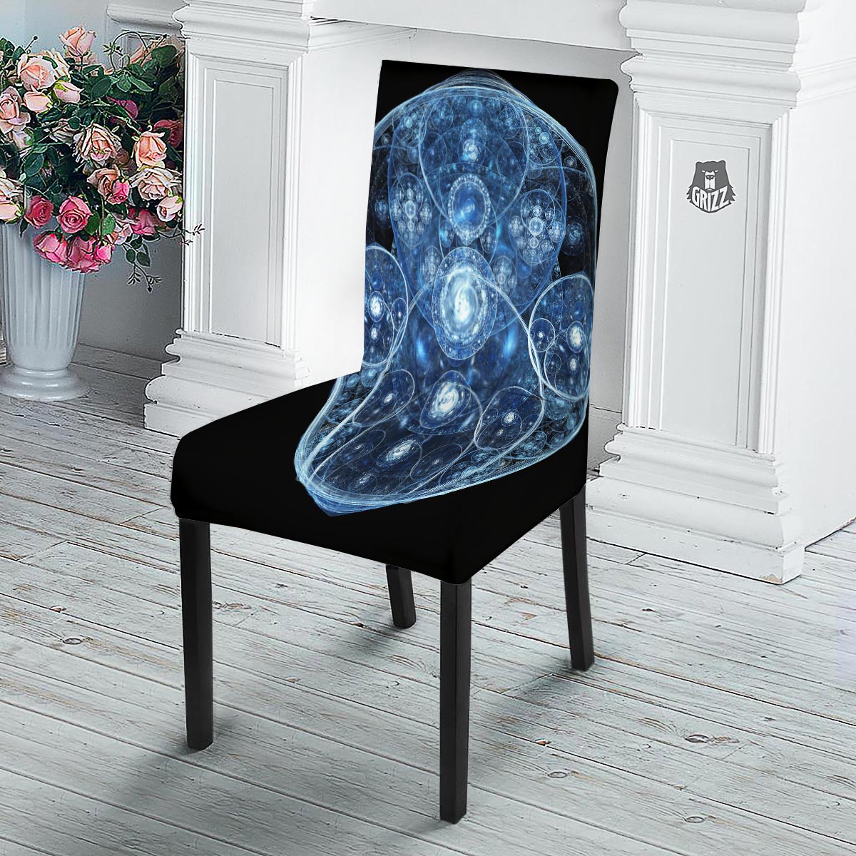 Fractal Steampunk Print Dining Chair Slipcover-grizzshop