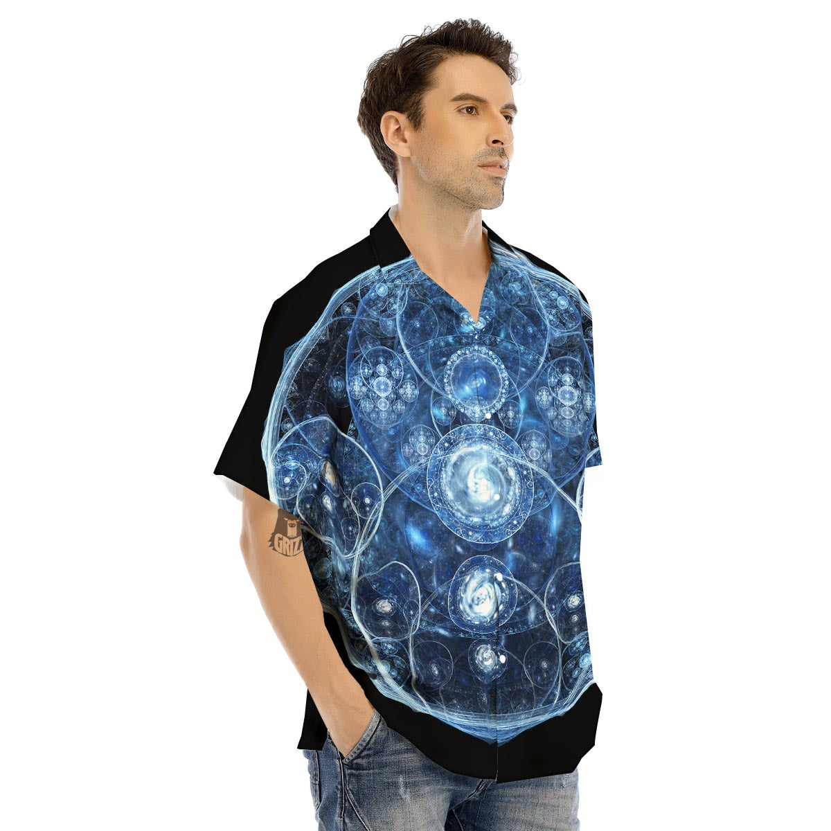 Fractal Steampunk Print Men's Hawaiian Shirt-grizzshop