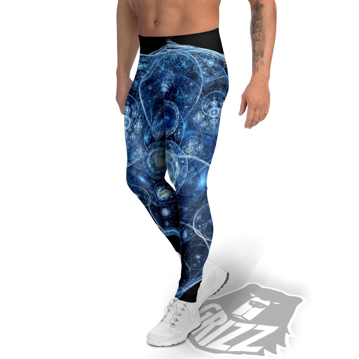 Fractal Steampunk Print Men's Leggings-grizzshop