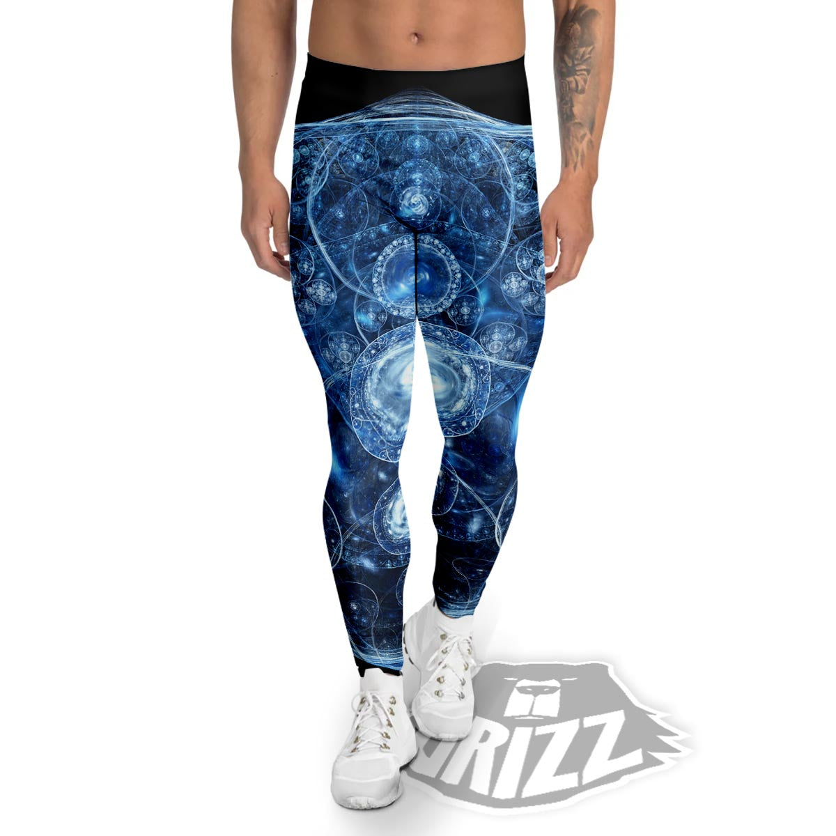 Fractal Steampunk Print Men's Leggings-grizzshop
