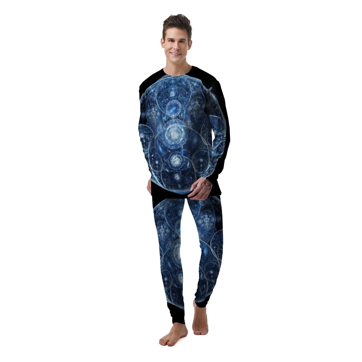 Fractal Steampunk Print Men's Pajamas-grizzshop