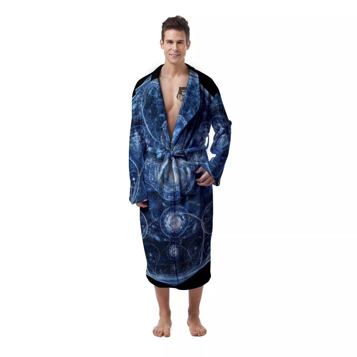 Fractal Steampunk Print Men's Robe-grizzshop