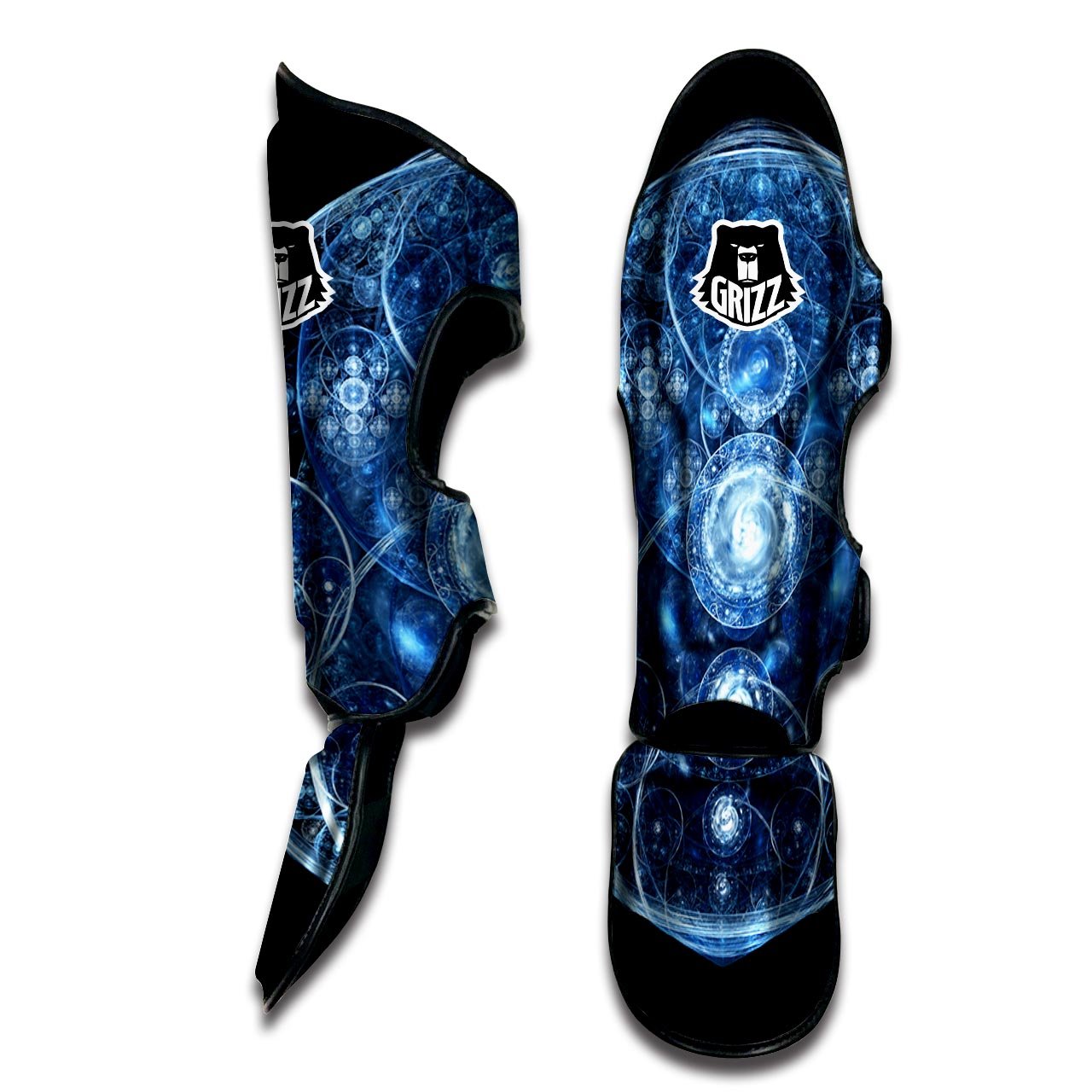 Fractal Steampunk Print Muay Thai Shin Guards-grizzshop