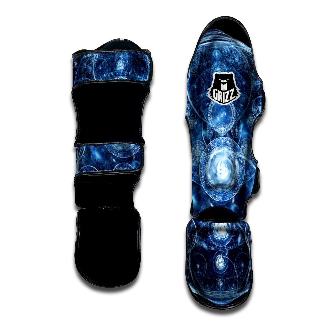 Fractal Steampunk Print Muay Thai Shin Guards-grizzshop