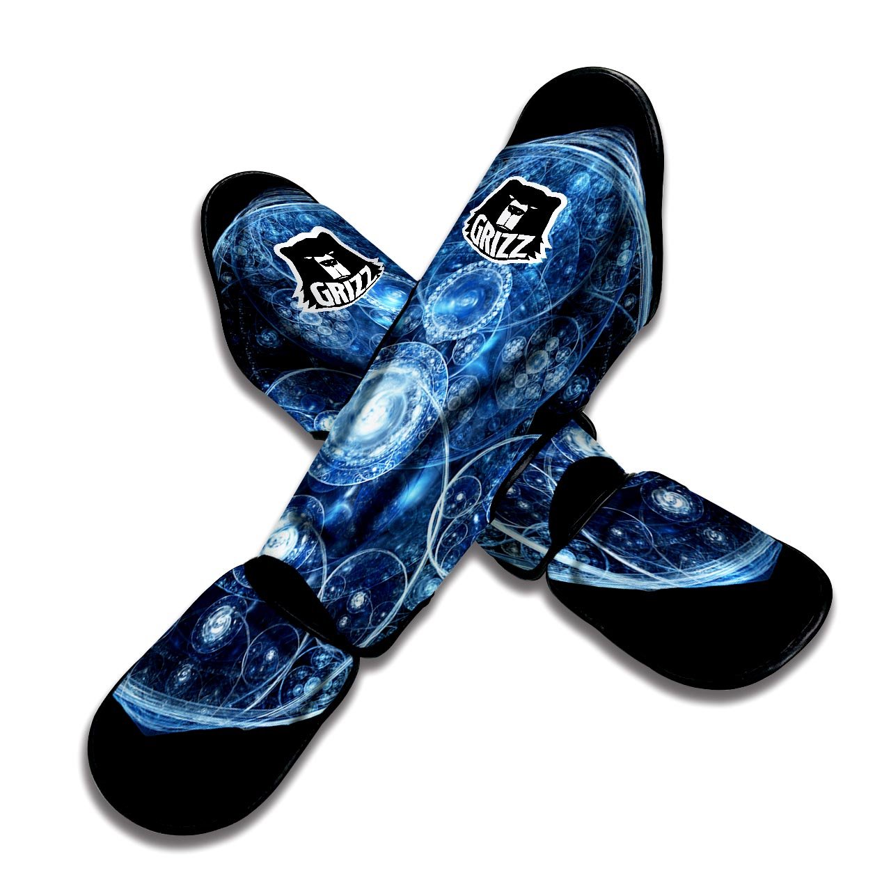 Fractal Steampunk Print Muay Thai Shin Guards-grizzshop