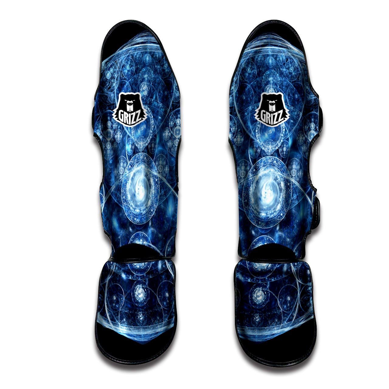 Fractal Steampunk Print Muay Thai Shin Guards-grizzshop