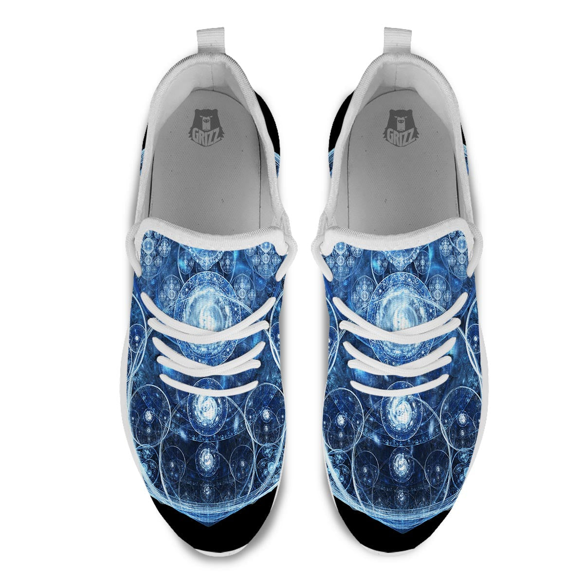 Fractal Steampunk Print White Athletic Shoes-grizzshop