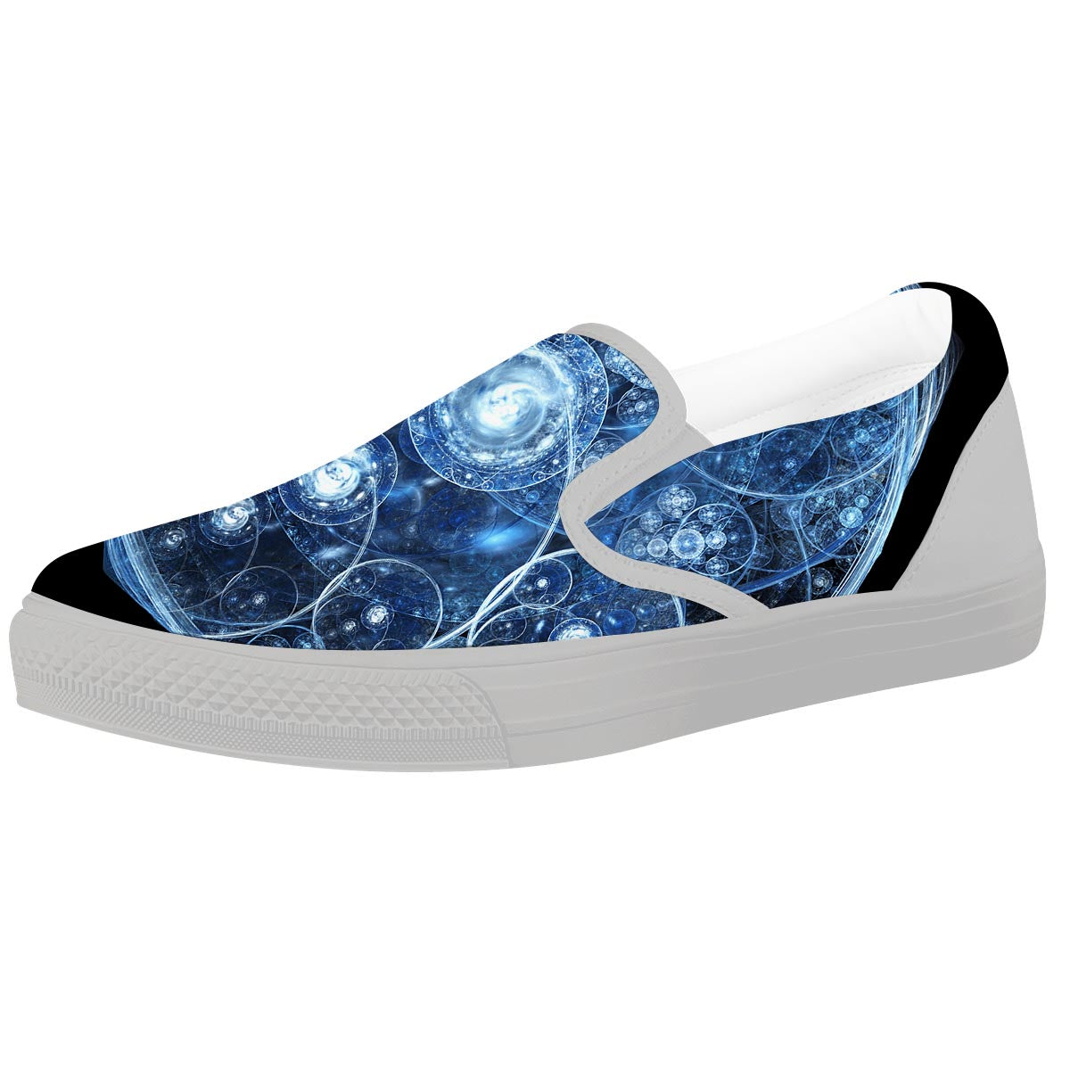 Fractal Steampunk Print White Slip On Shoes-grizzshop