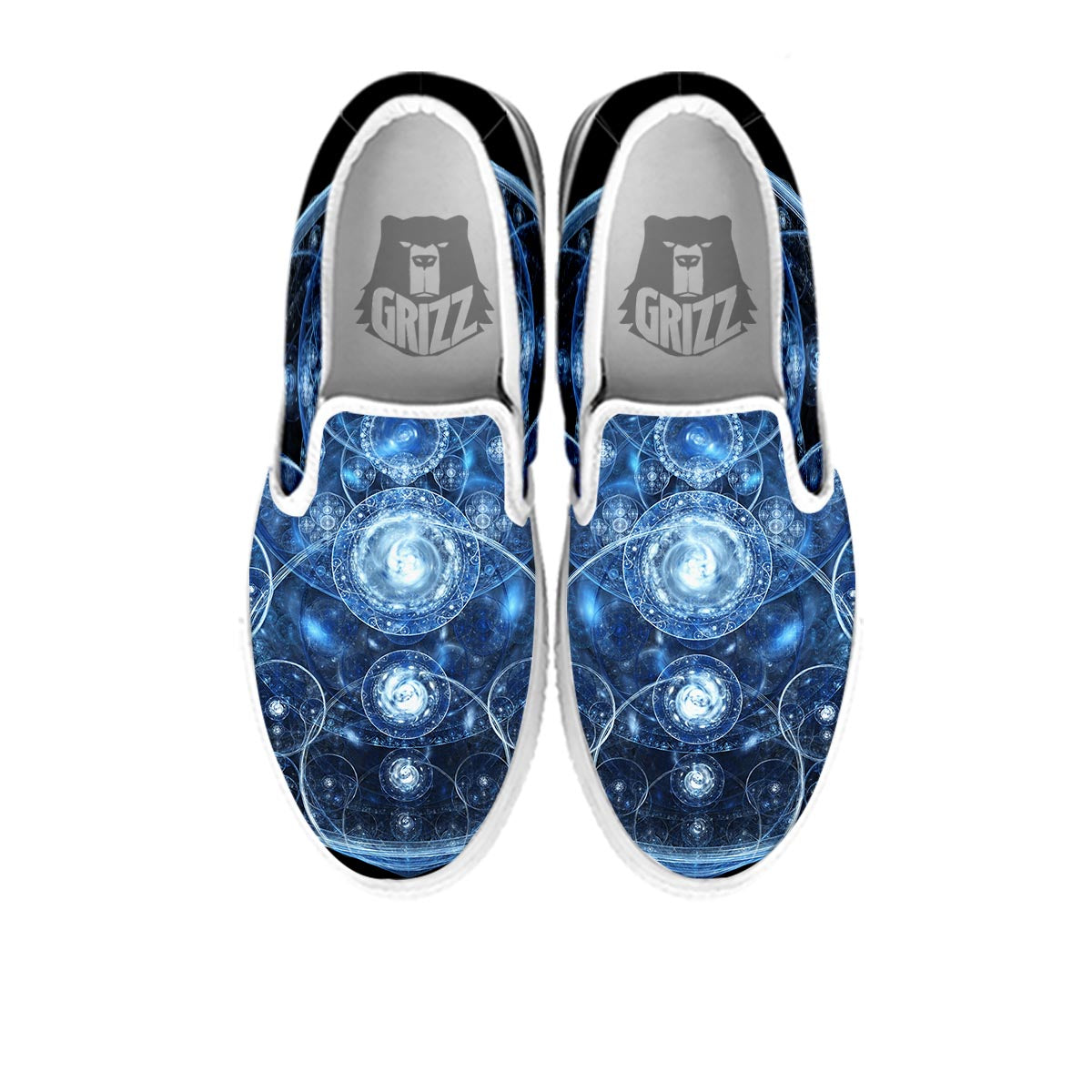 Fractal Steampunk Print White Slip On Shoes-grizzshop