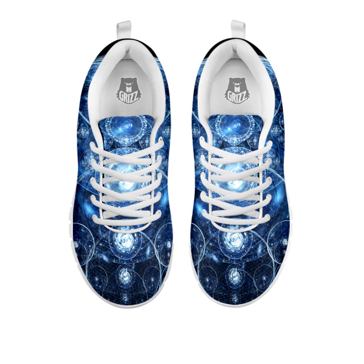 Fractal Steampunk Print White Sneaker-grizzshop