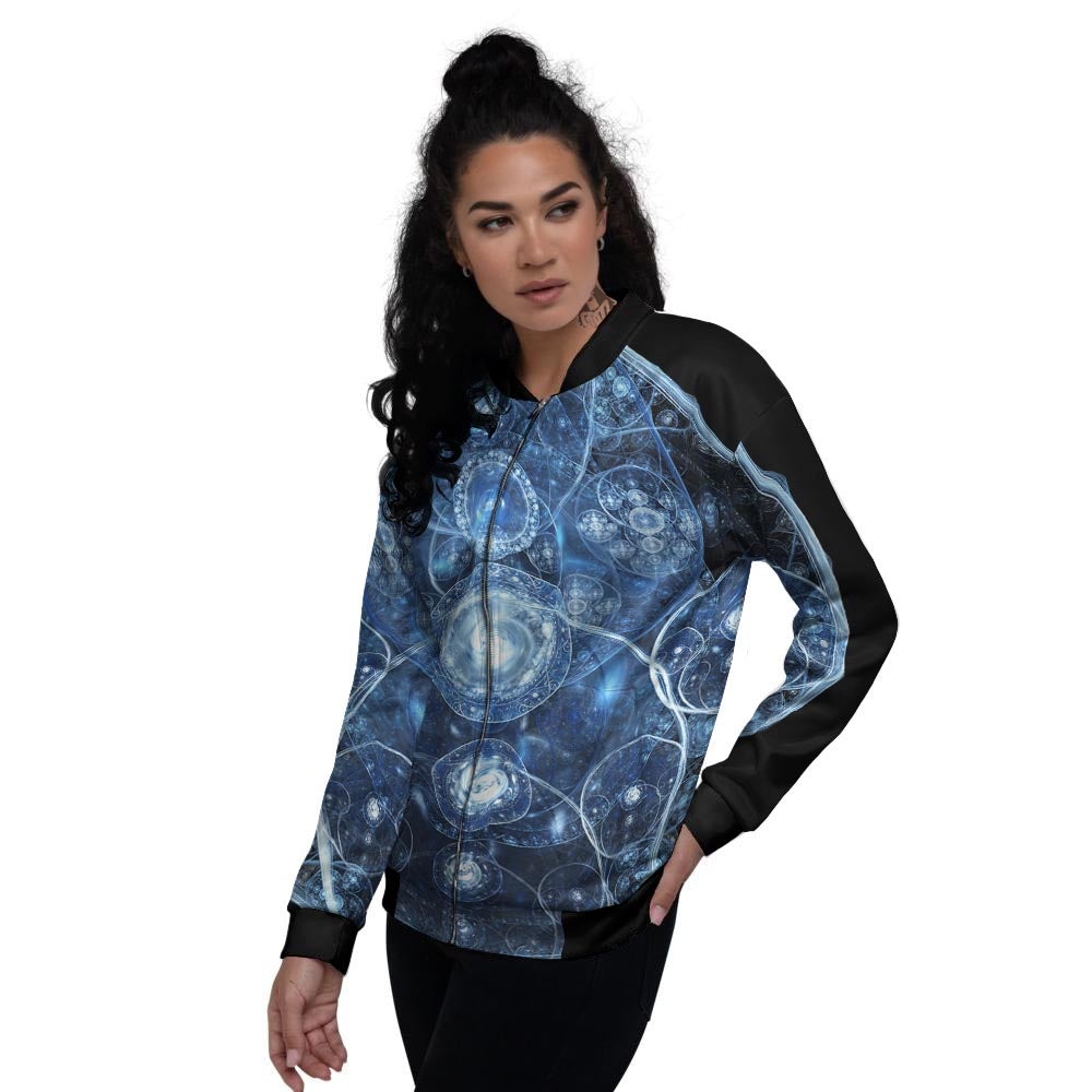 Fractal Steampunk Print Women's Bomber Jacket-grizzshop