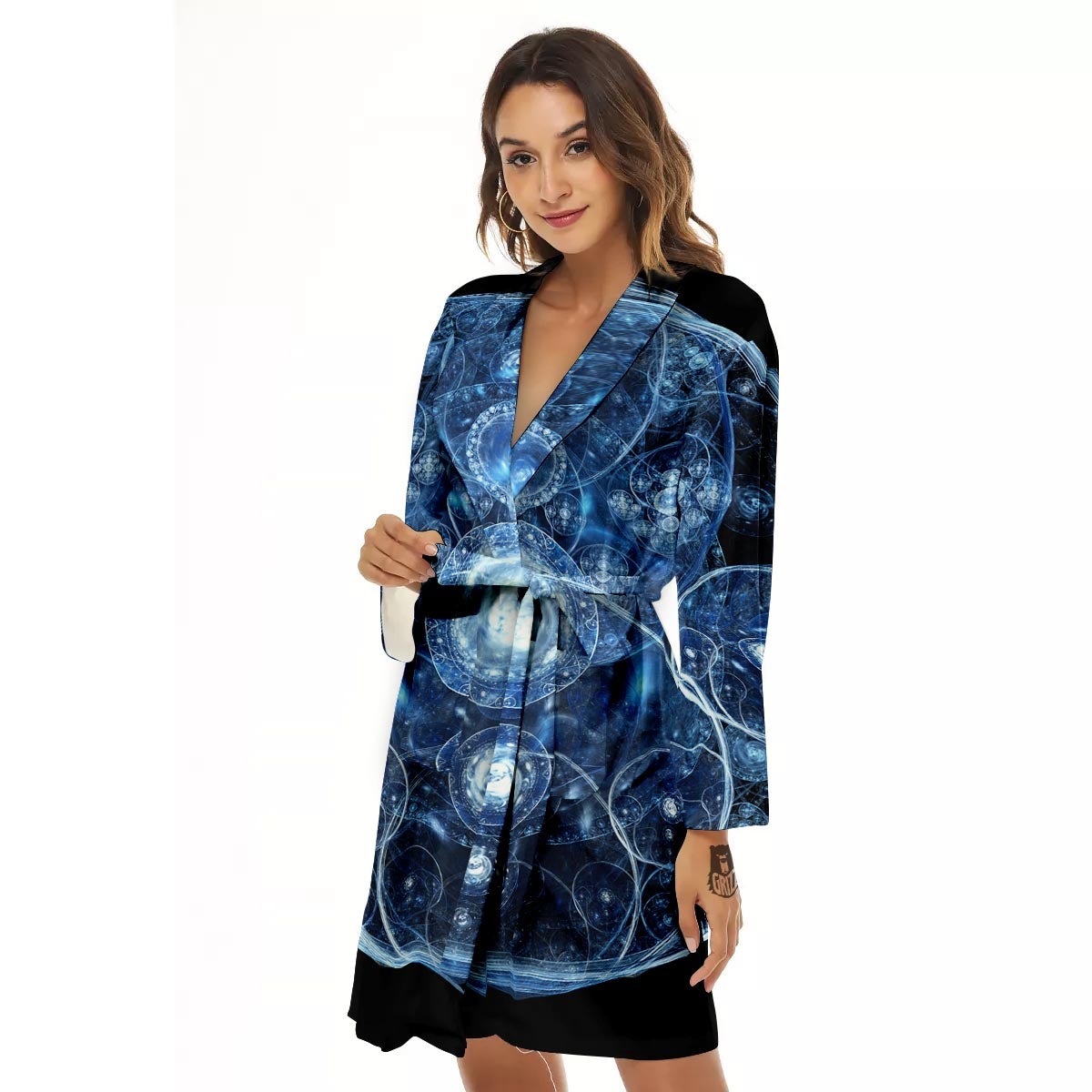 Fractal Steampunk Print Women's Robe-grizzshop