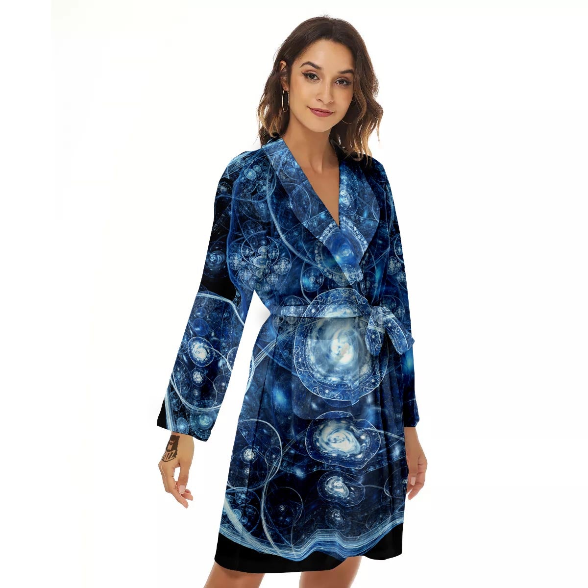 Fractal Steampunk Print Women's Robe-grizzshop